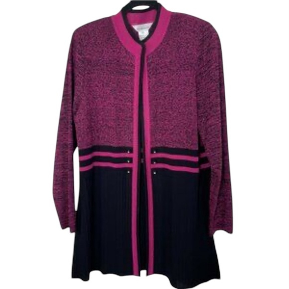 Misook Woman Cardigan Size XL Pink Black - Picture 1 of 8